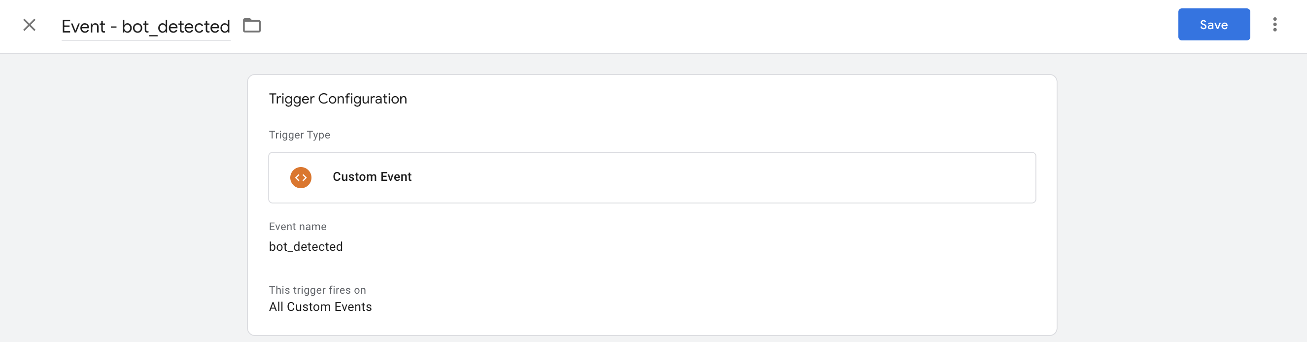 bot_detected event name configured
