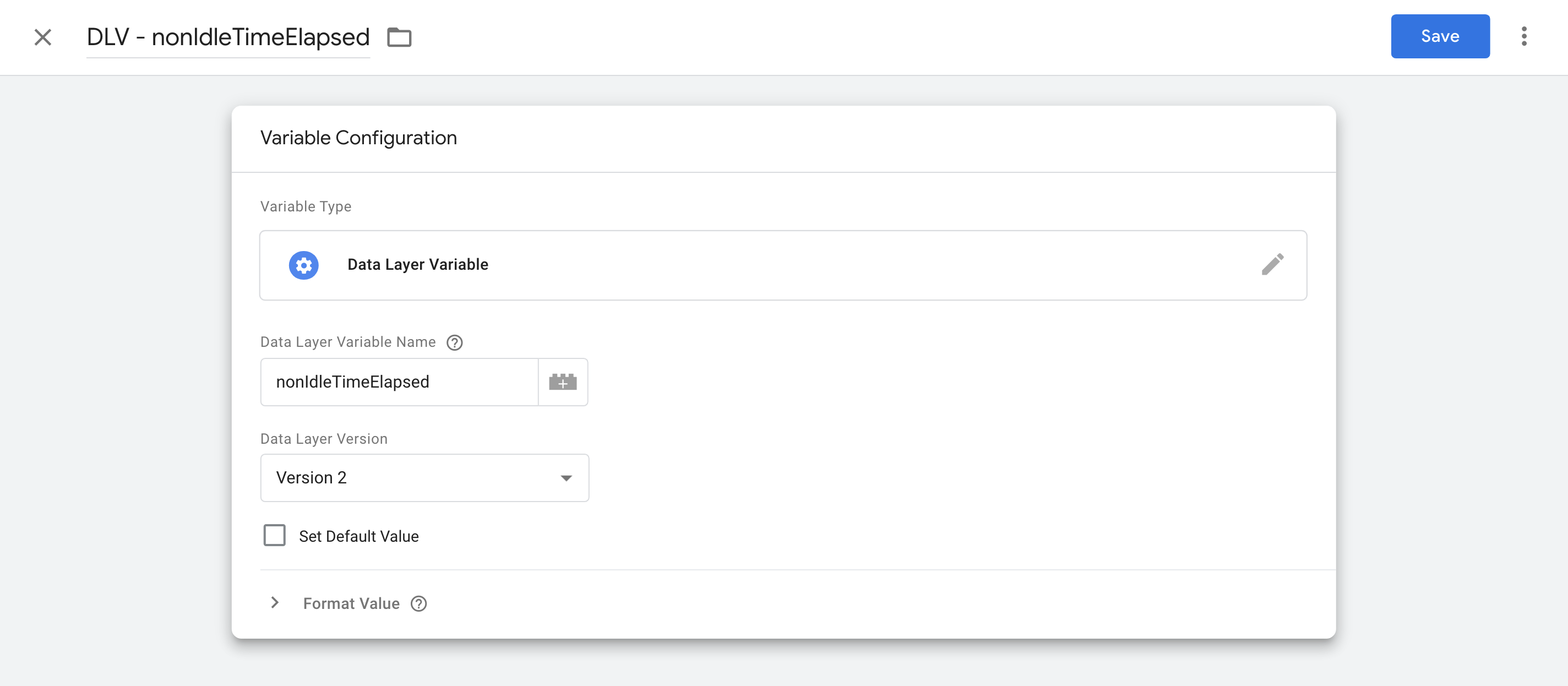 nonIdleTimeElapsed variable configured