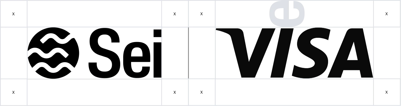 Sei + partner horizontal co-branding lockup with clearspace