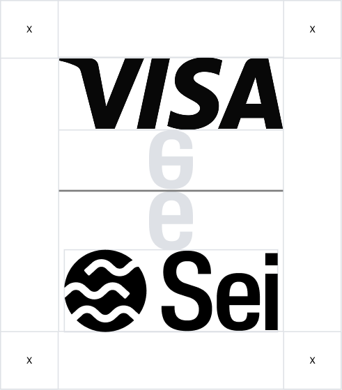 Sei + partner vertical co-branding lockup with clearspace