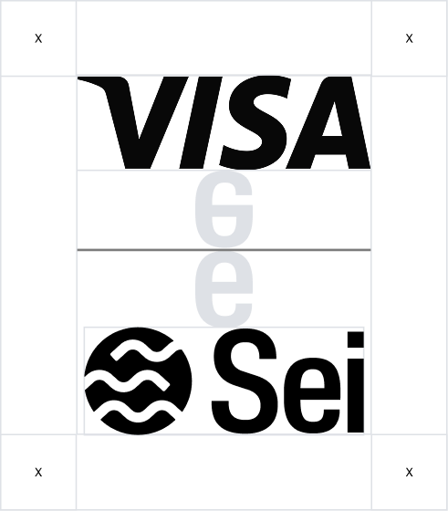 Sei + partner vertical co-branding lockup with clearspace