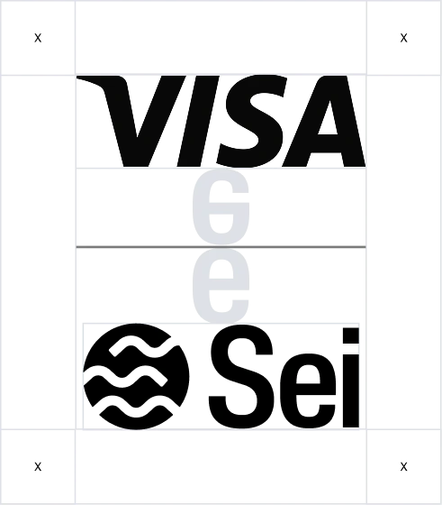 Sei + partner vertical co-branding lockup with clearspace