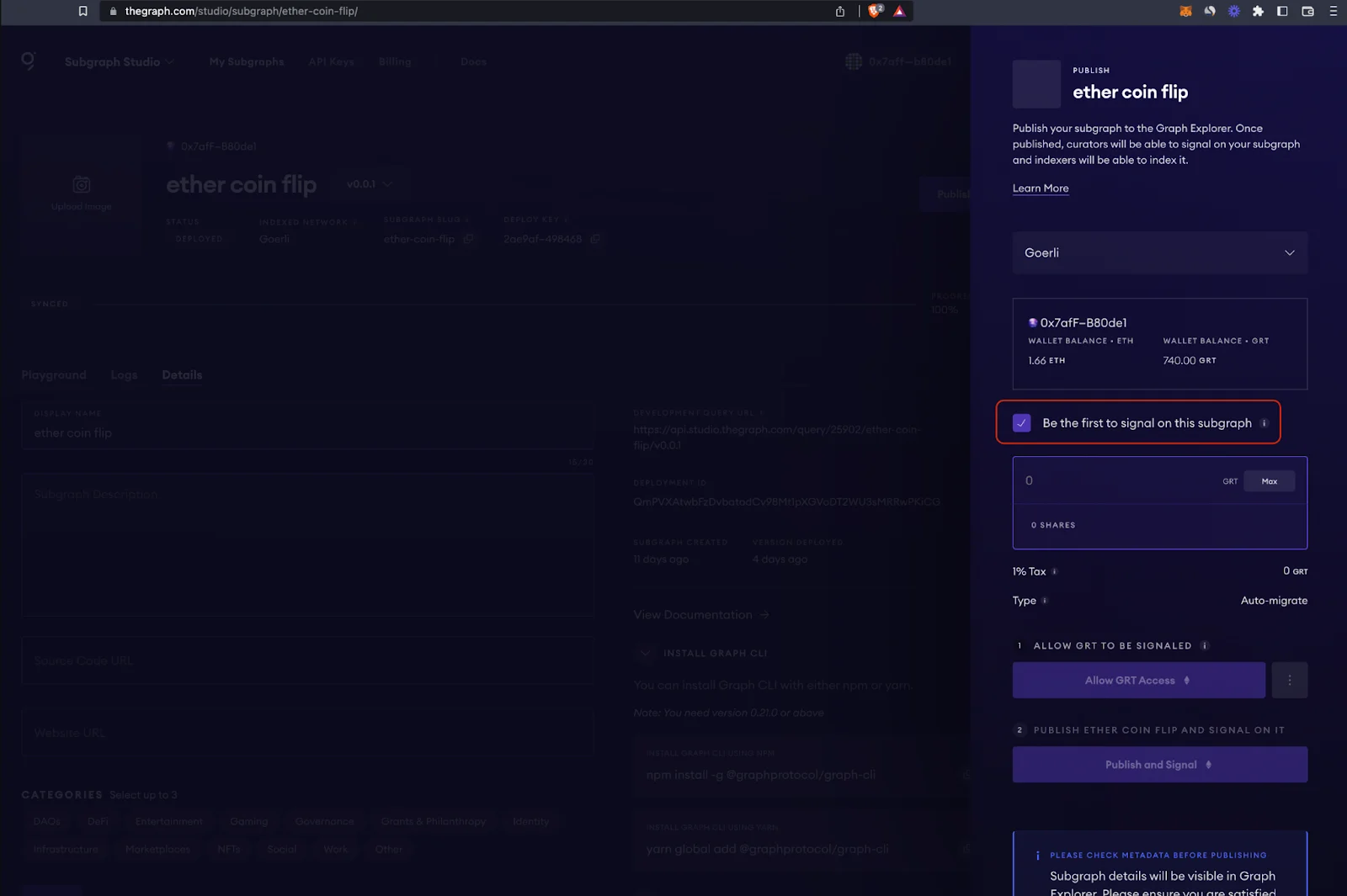 Publish screen