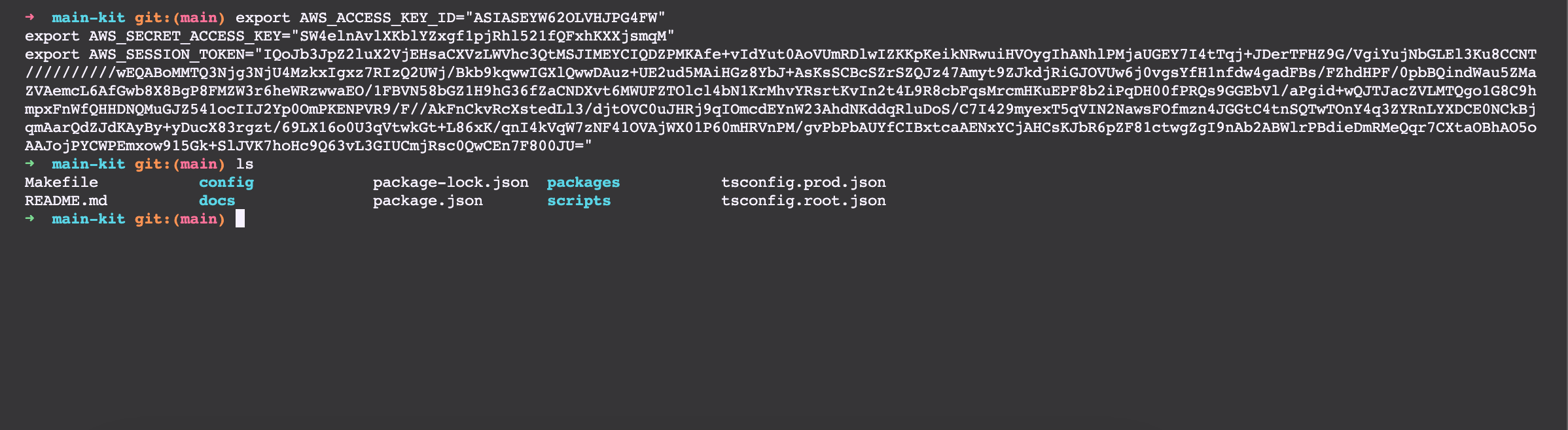 aws-credentials-on-terminal