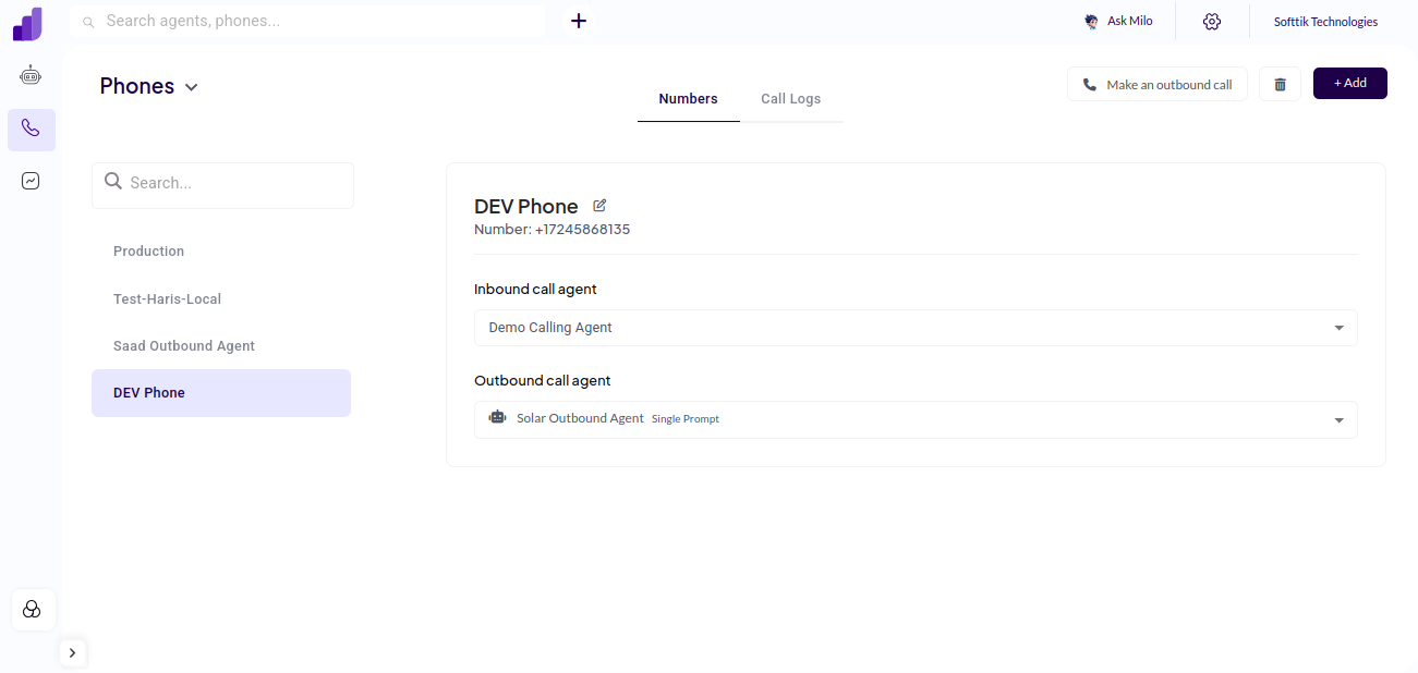 Add Phone Number Interface