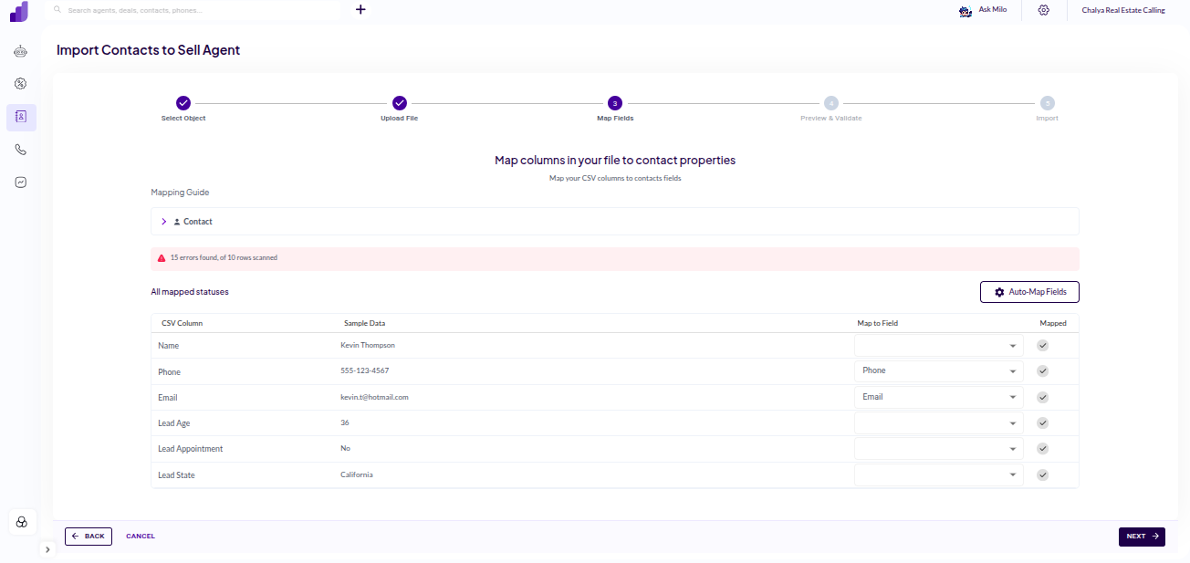 Mapped Fields Screenshot