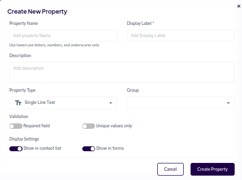Add Property Button Screenshot