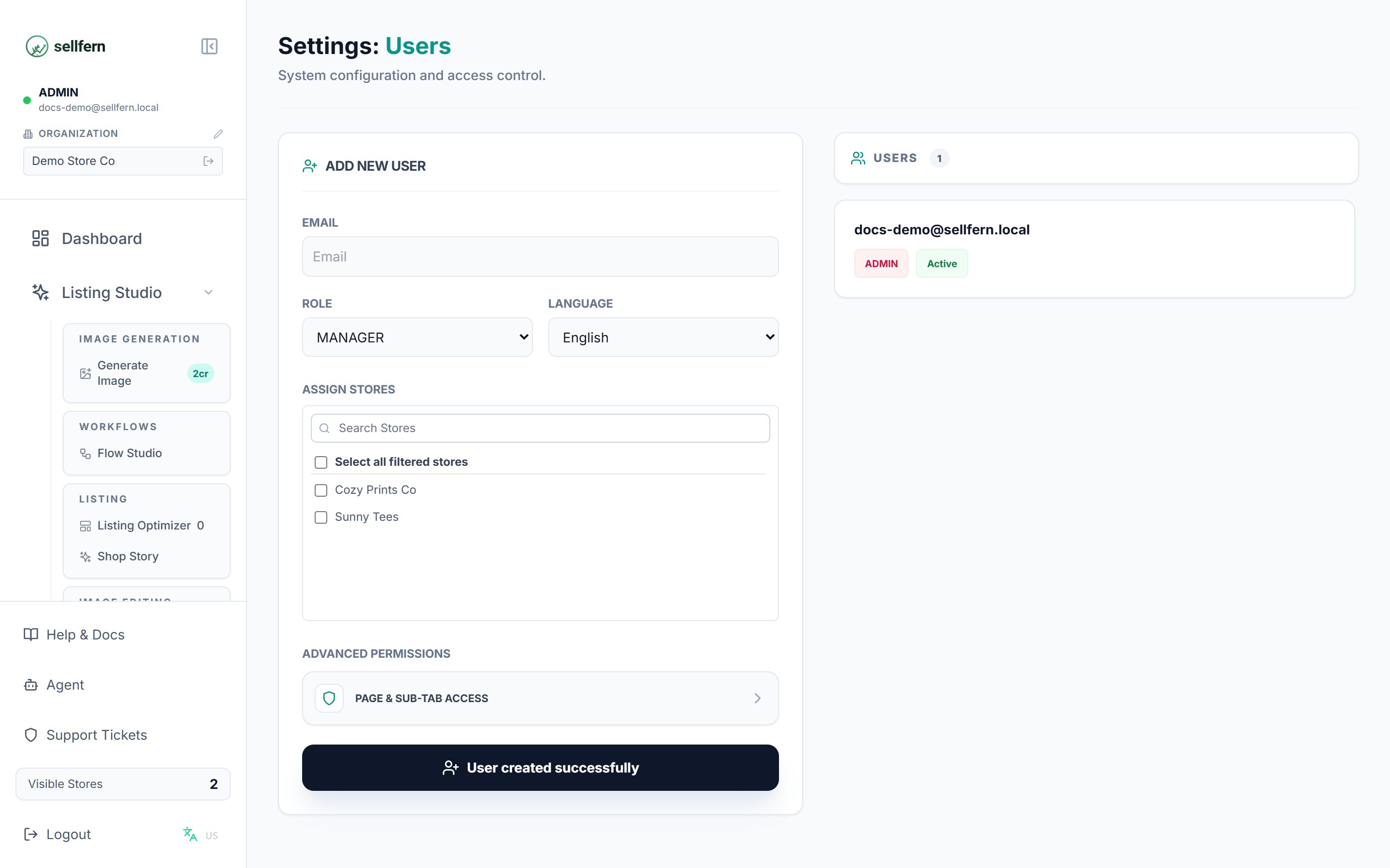 Settings — Users