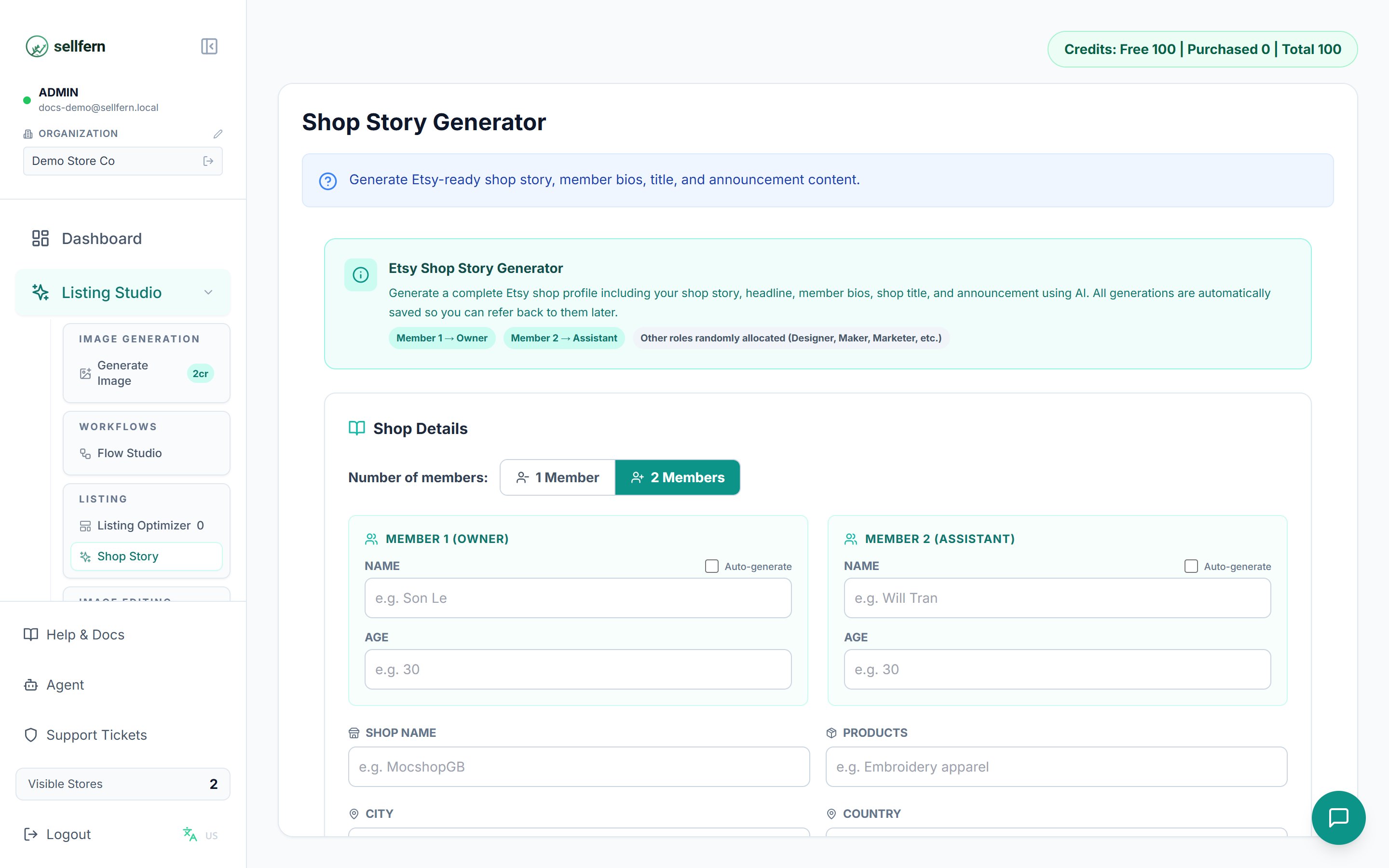 Shop Story Generator