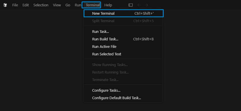 Criar novo terminal no editor