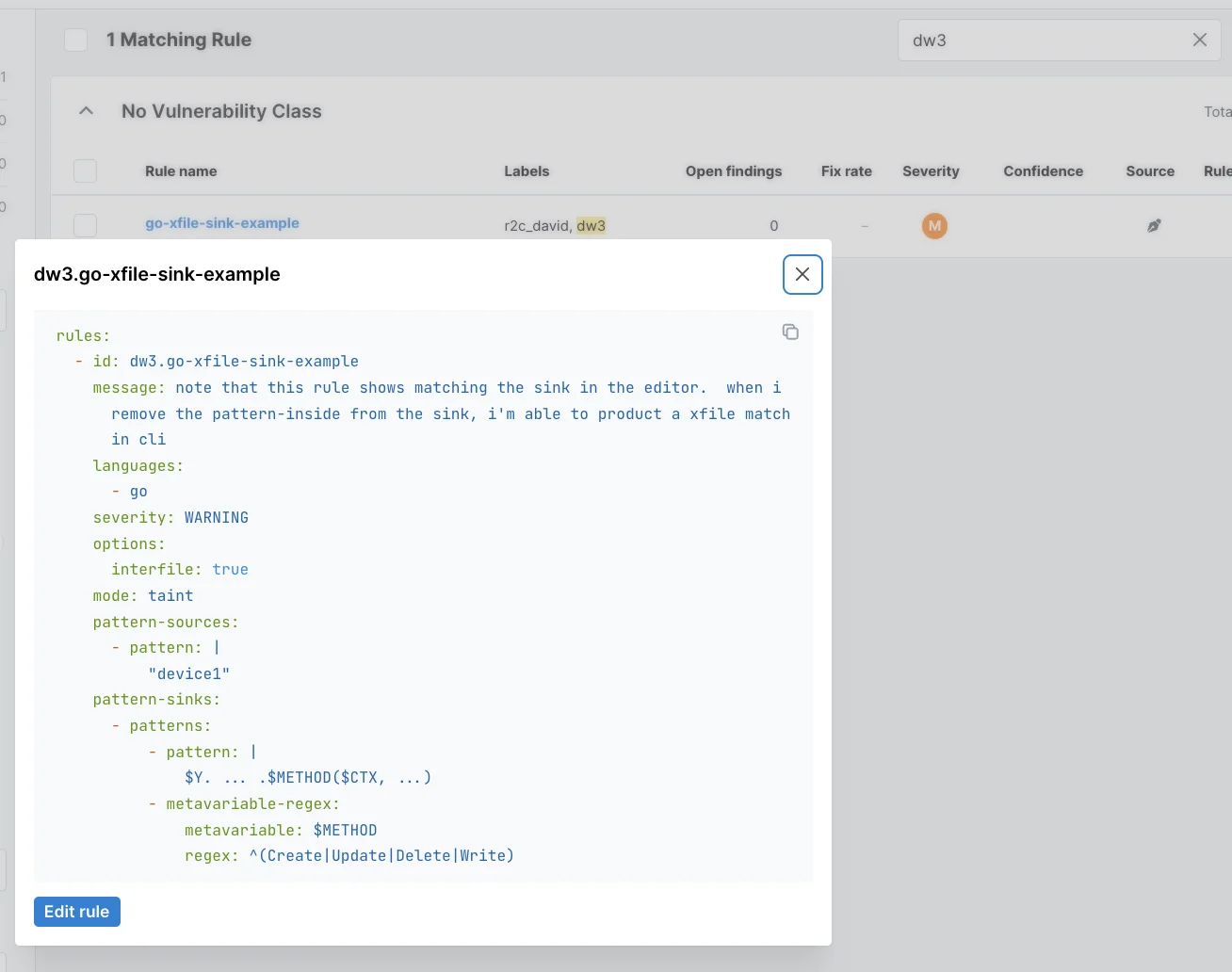 The YAML file shows the ID with label information