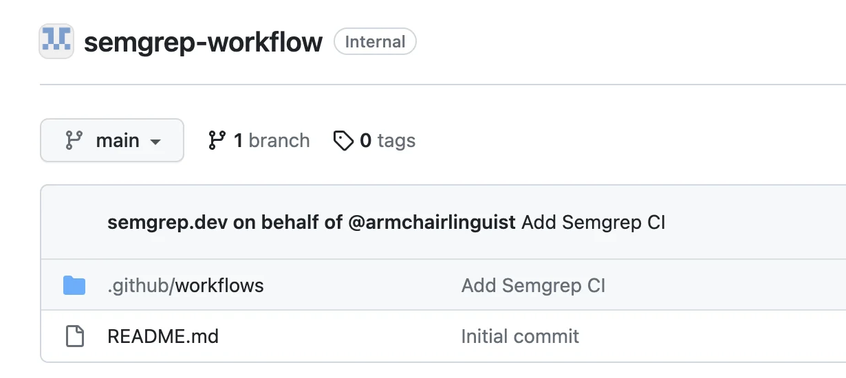 Semgrep repository with workflow file
