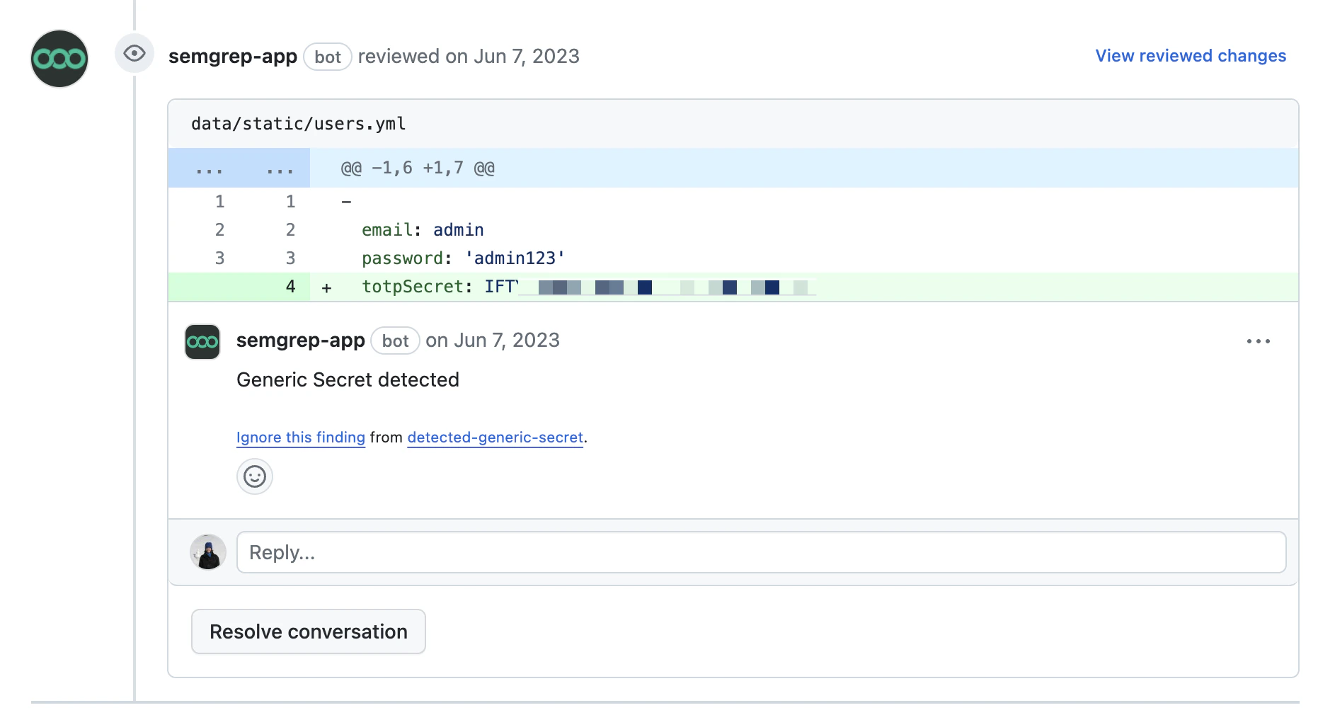 Screenshot of a GitHub PR comment