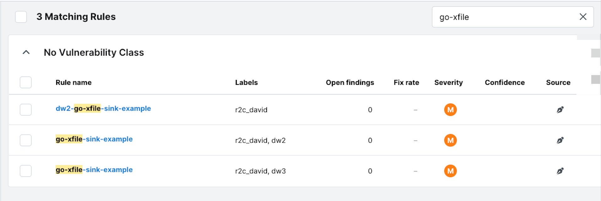 The list of rules in Semgrep AppSec Platform