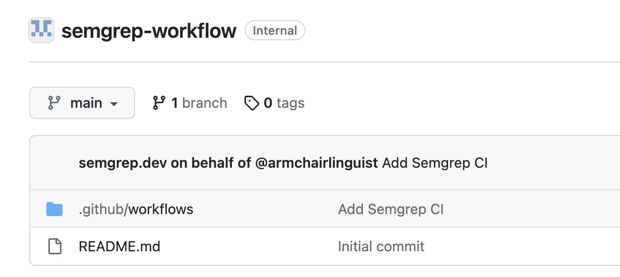 Semgrep repository with workflow file