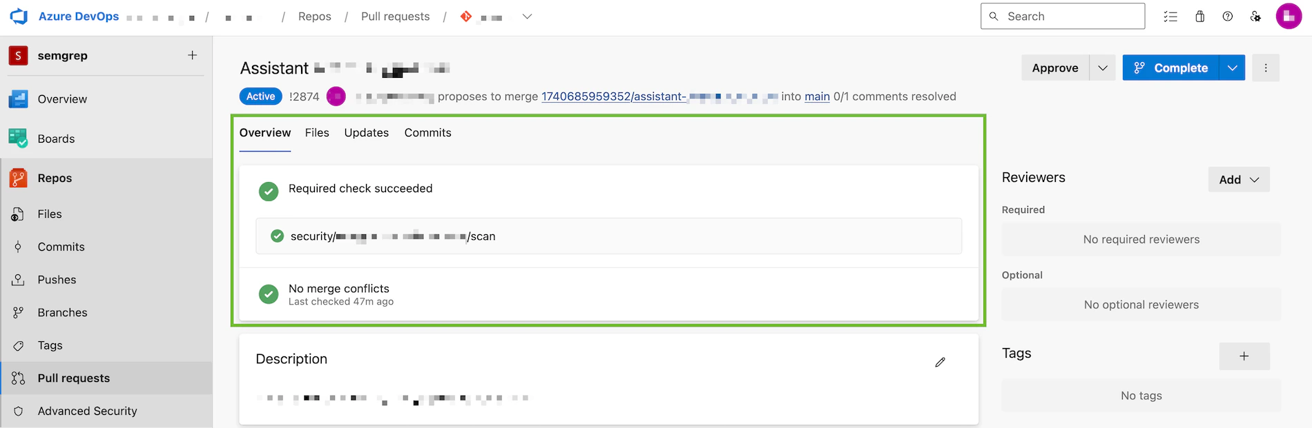 PR notification after a status check passes.