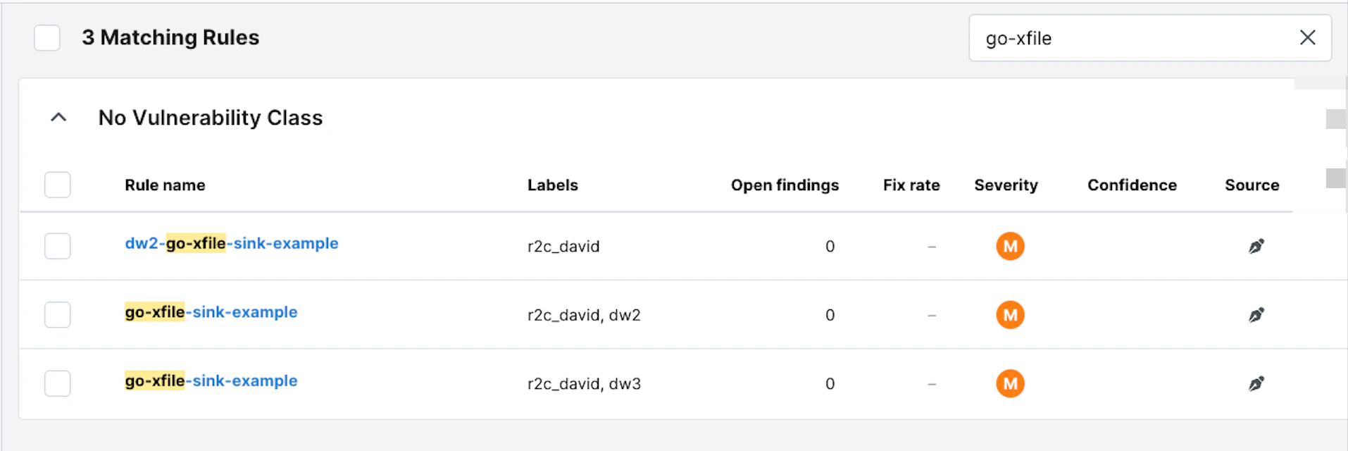 The list of rules in Semgrep AppSec Platform