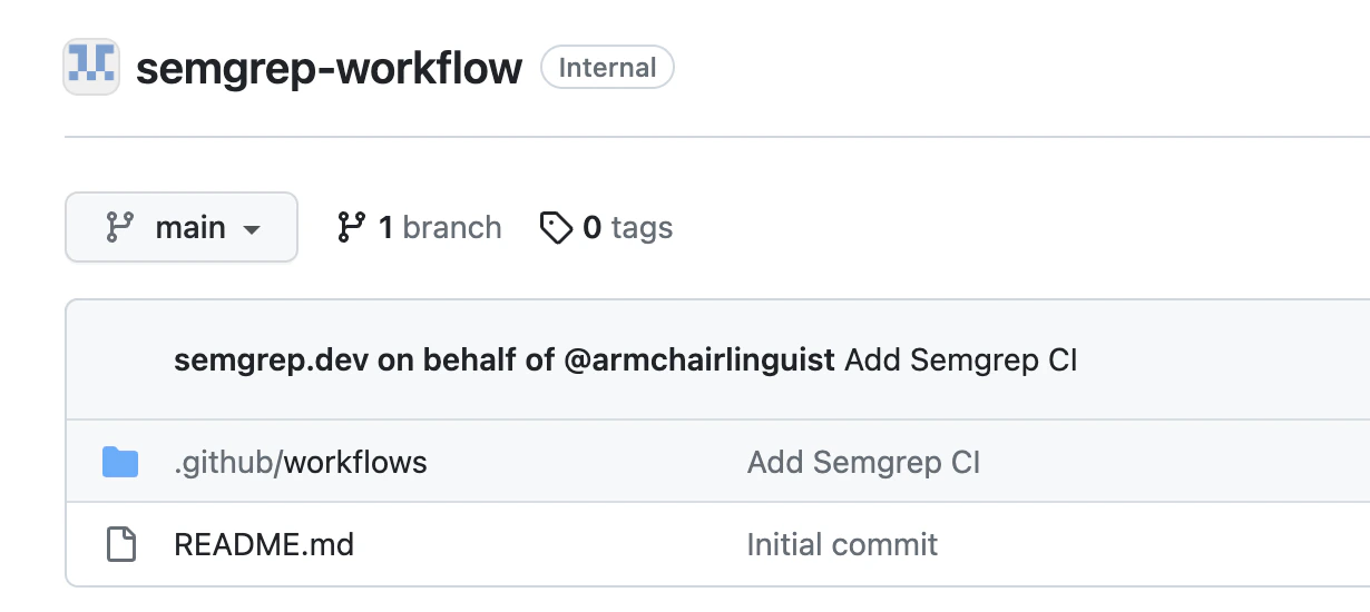 Semgrep repository with workflow file