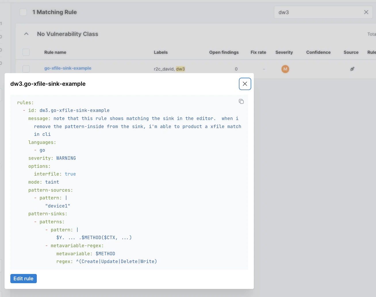 The YAML file shows the ID with label information