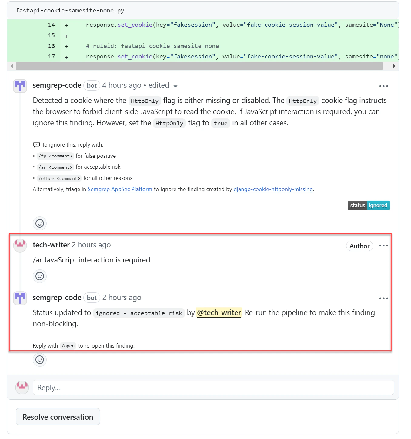 A completed triage flow.