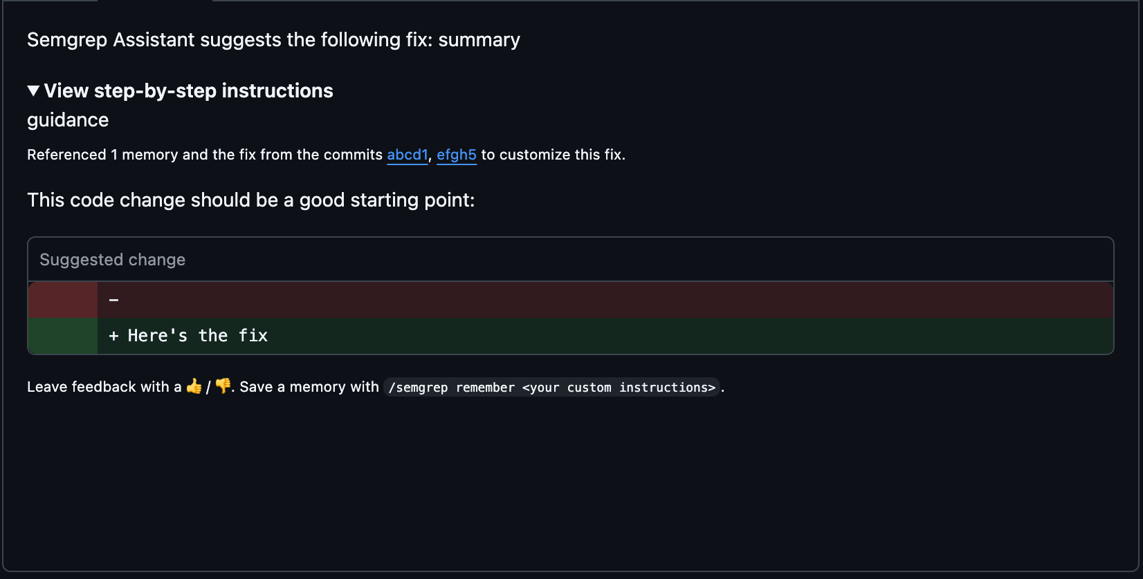 Semgrep Assistant referencing multiple commits
