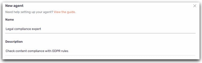 name and description compliance agent