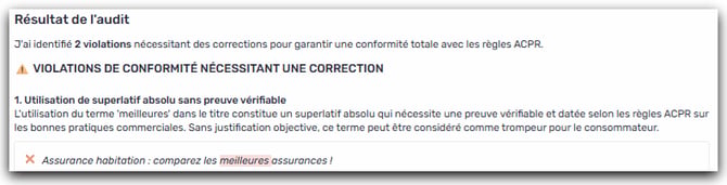 règle non conforme agent légale