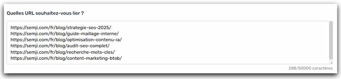 liste URL agent maillage interne