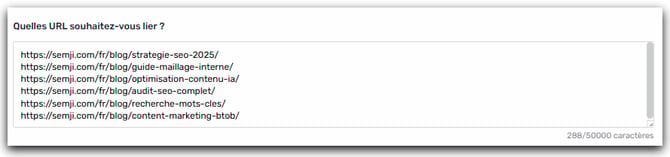 liste URL agent maillage interne