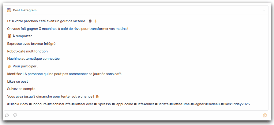 résultats post instagram agent