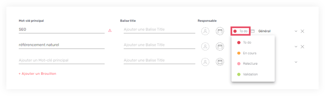Statut brouillon
