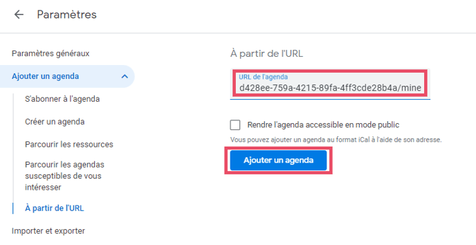 ajouter agenda google