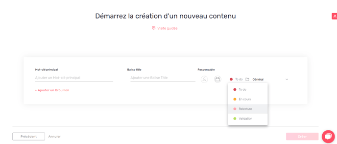 création brouillon statut