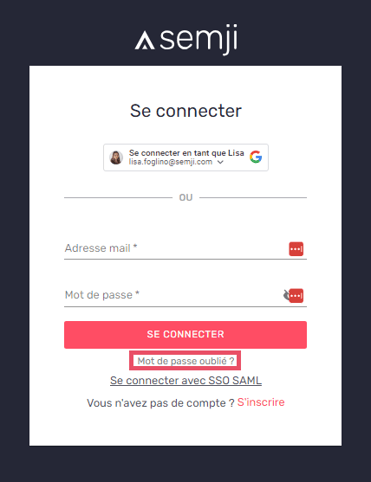 mdp oublié