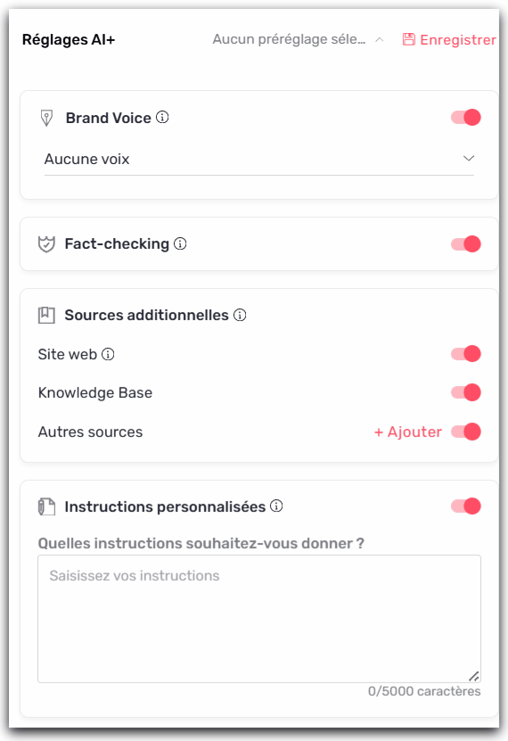 réglages AI+
