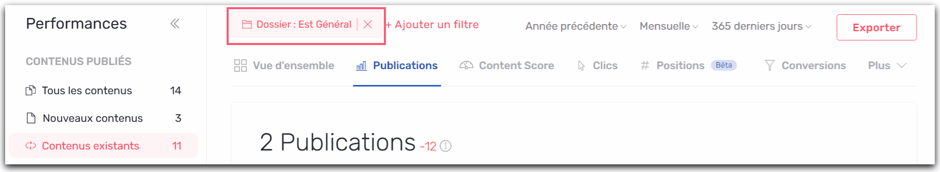 Filtre dossier