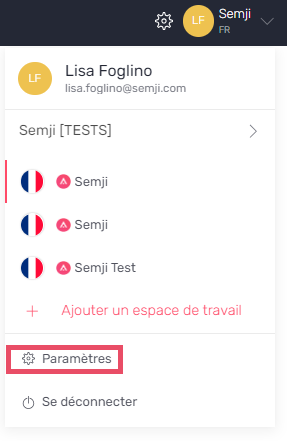 paramètres app