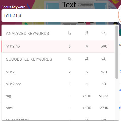 choose focus keyword