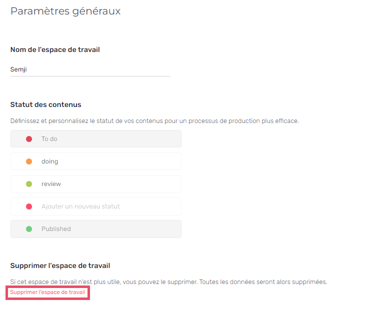 supprimer espace de travail
