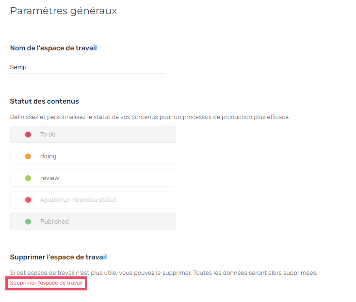 supprimer espace de travail