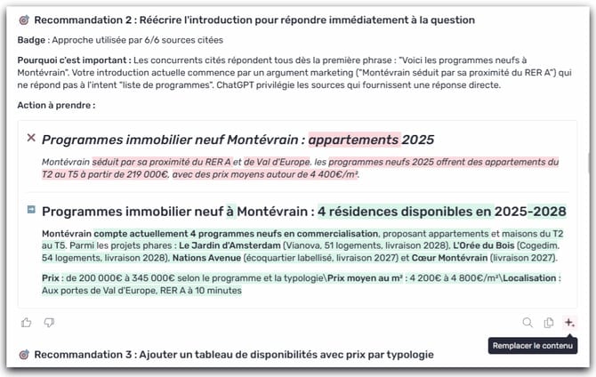 Agent Expert GEO Remplacer le contenu