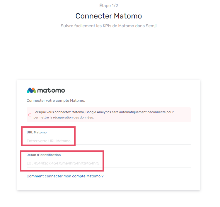 étape connexion matomo