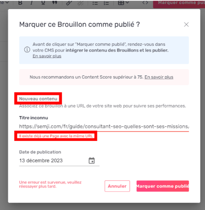 url dans pages