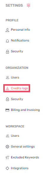 credits logs settings