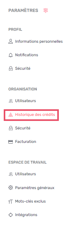 paramètres historique