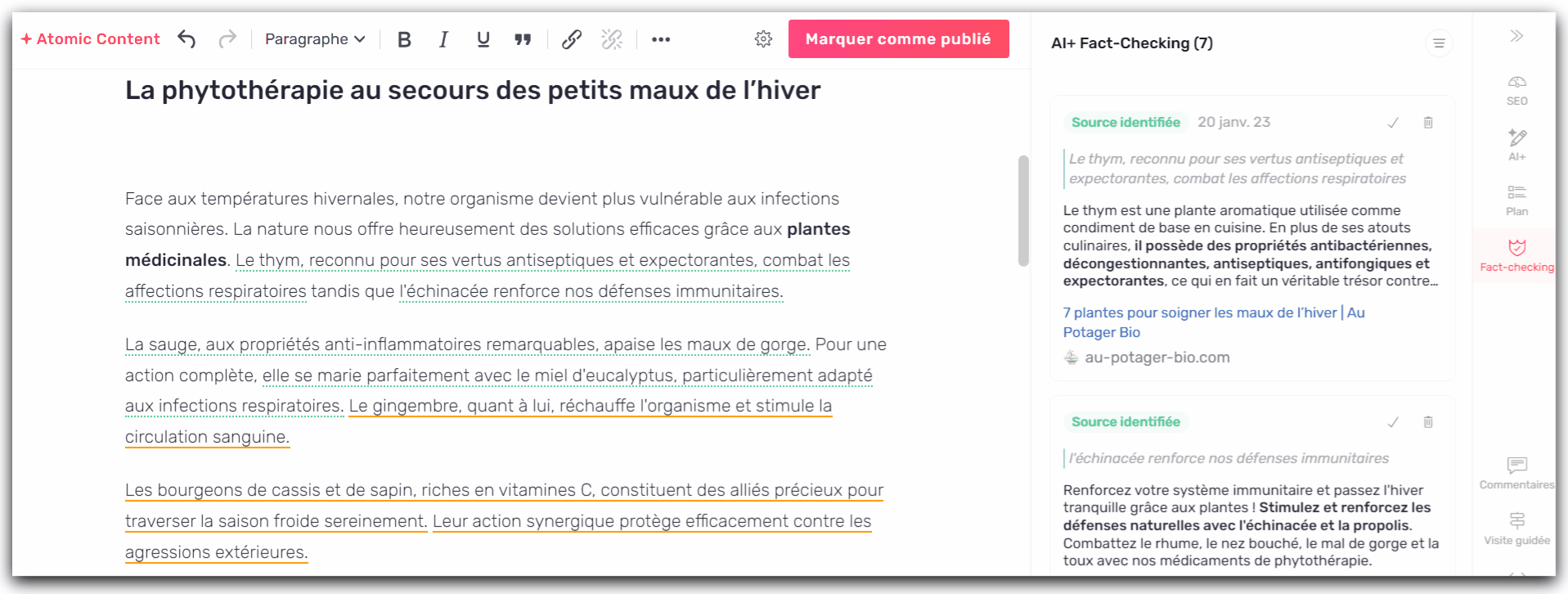 Fact Checking ajustez le contenu