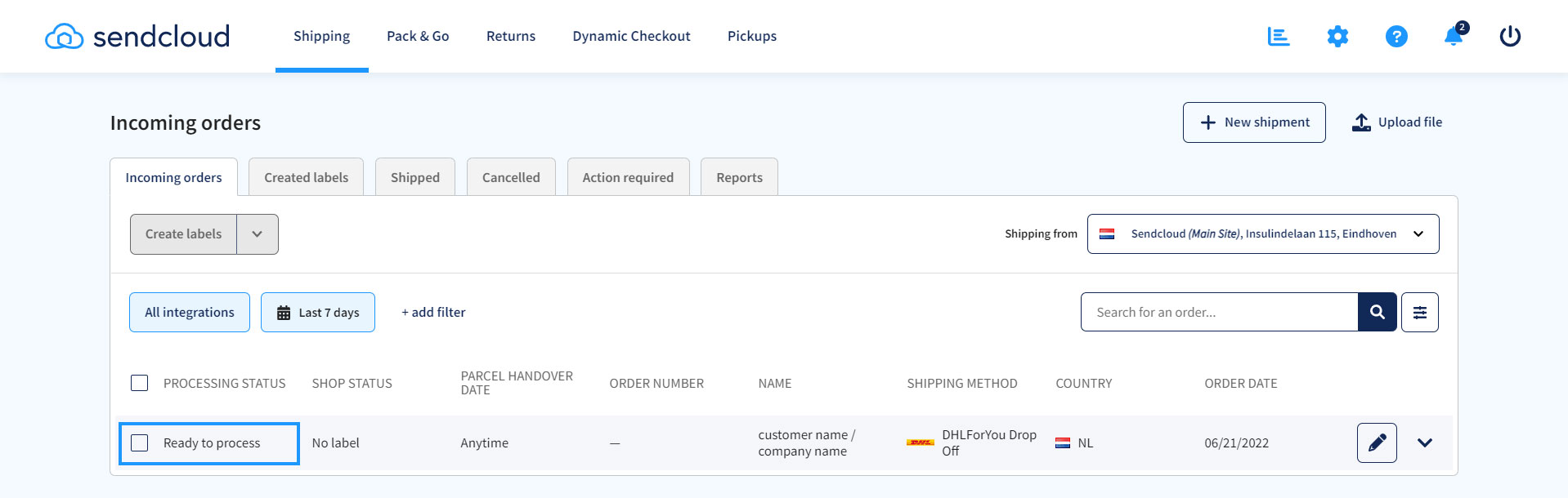 Create a parcel - Sendcloud API Developer Portal