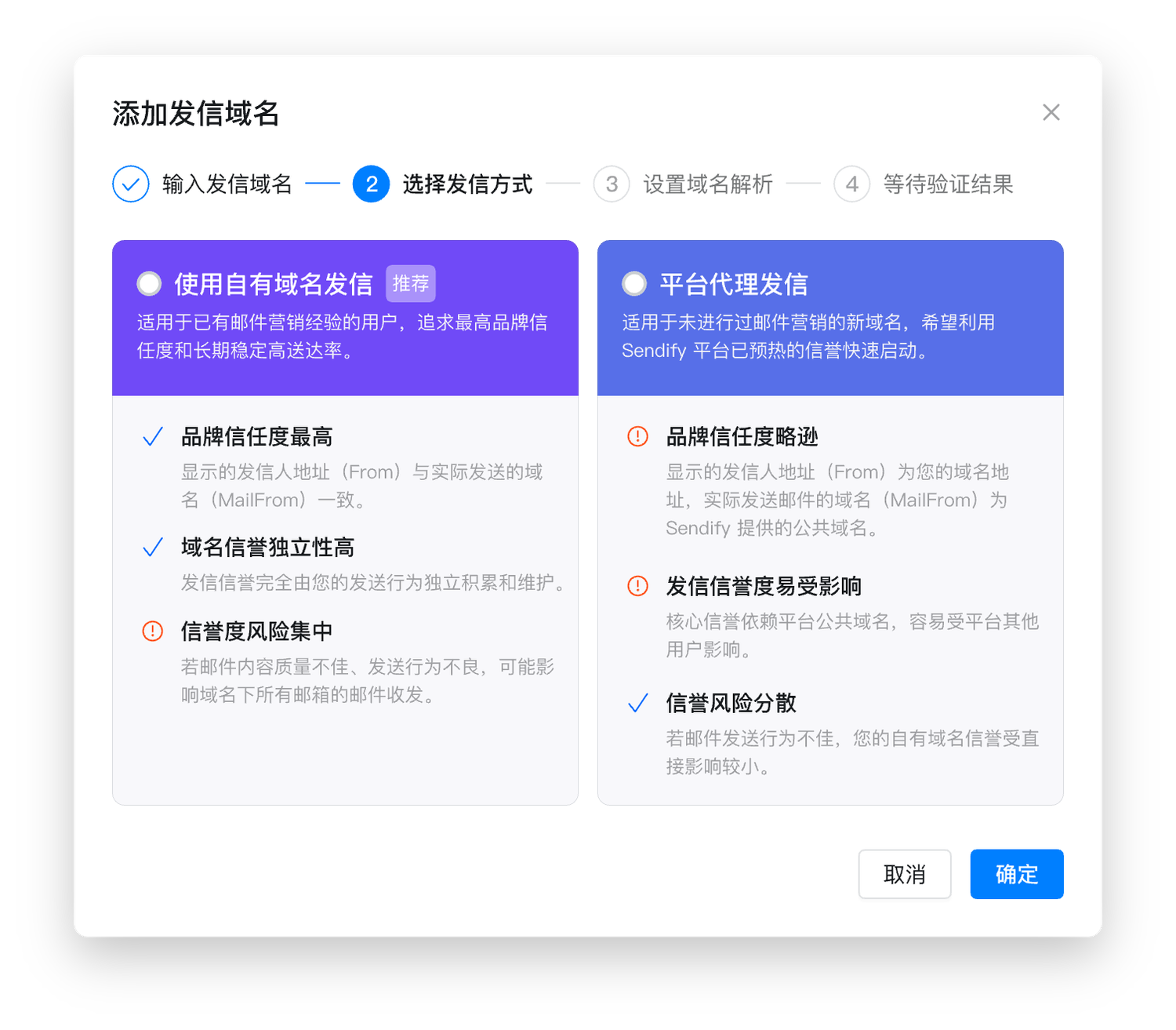 选择发信方式