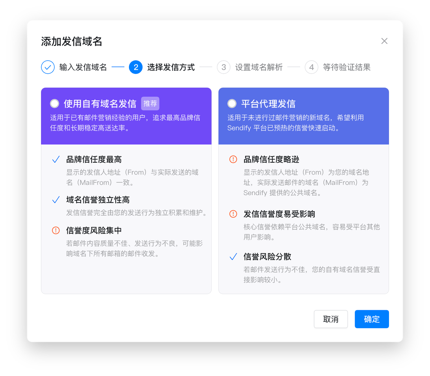 选择发信方式