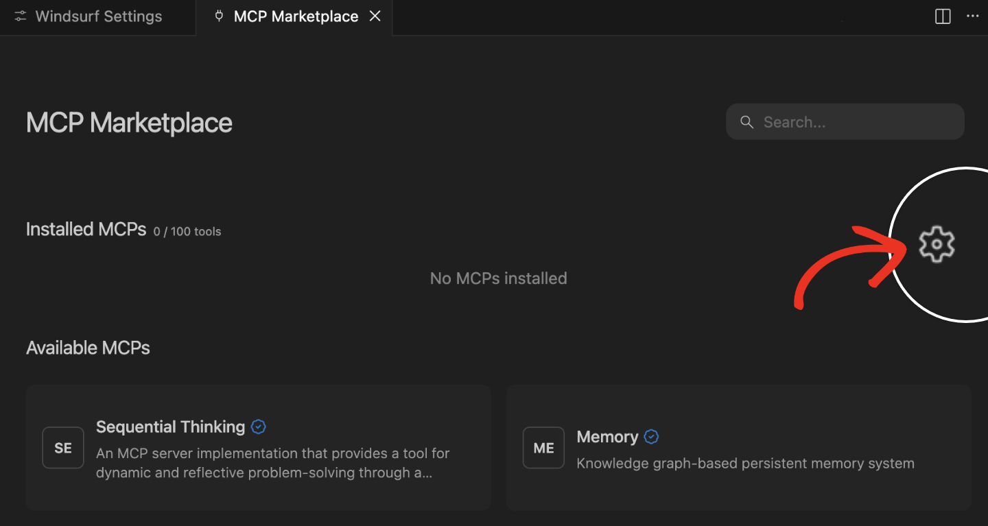 Windsurf MCP Settings